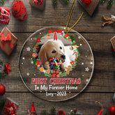 Premier Noël dans ma maison éternelle - Ornement acrylique photo personnalisé pour les amoureux des animaux de compagnie